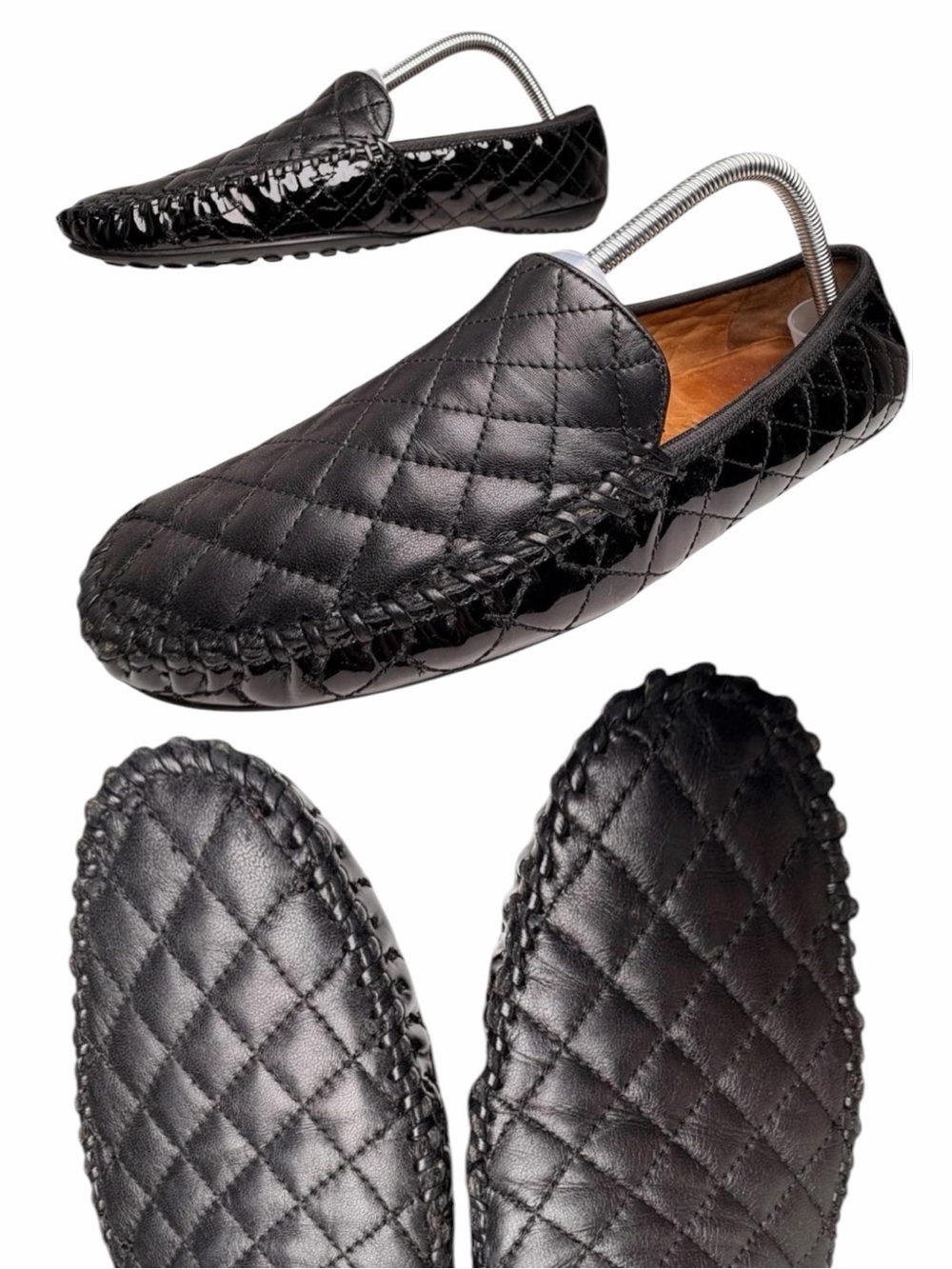 Robert Zur Quilted Black Leather Driver Loafers Women’s Size 11‎